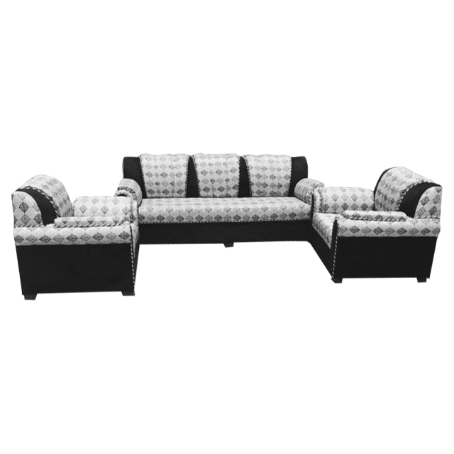 5 Seater Sofa Set Black Silver, 5 Seater Sofa Set With Centre Table